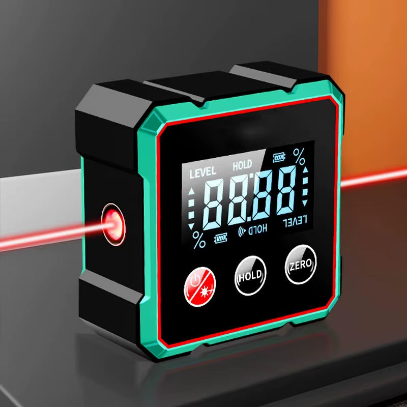 Anglemaster 360° Digital Protractor – Magnetic Laser Angle Finder with LCD Display & Inclinometer