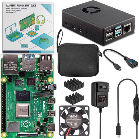 Raspberry Pi 4 4GB Basic Starter Kit with Fan-Cooled Heavy-Duty Aluminum Alloy Case