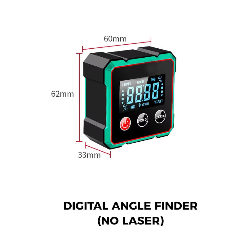 Anglemaster 360° Digital Protractor – Magnetic Laser Angle Finder with LCD Display & Inclinometer