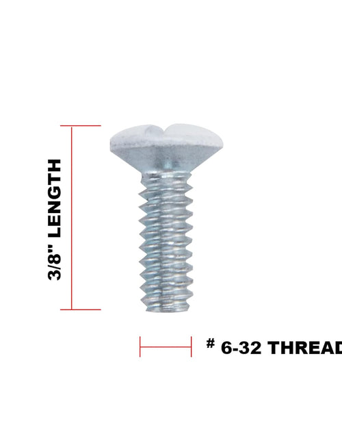 Load image into Gallery viewer, 3/8" Long 6-32 Thread, Oval Head Milled Slot Replacement Wall Plate Screws, 90 Pack, White