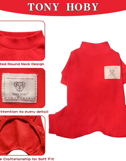 Load image into Gallery viewer, Dog Pajamas, 4 Legged Dog Pajamas, Dog Onesies with Thermal, Cotton Pet Clothes for Small Medium Dog (Red, L)