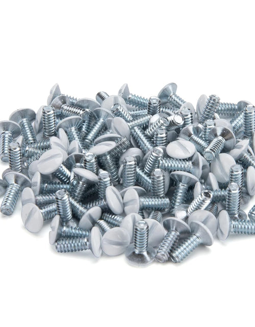 Load image into Gallery viewer, 3/8" Long 6-32 Thread, Oval Head Milled Slot Replacement Wall Plate Screws, 90 Pack, White