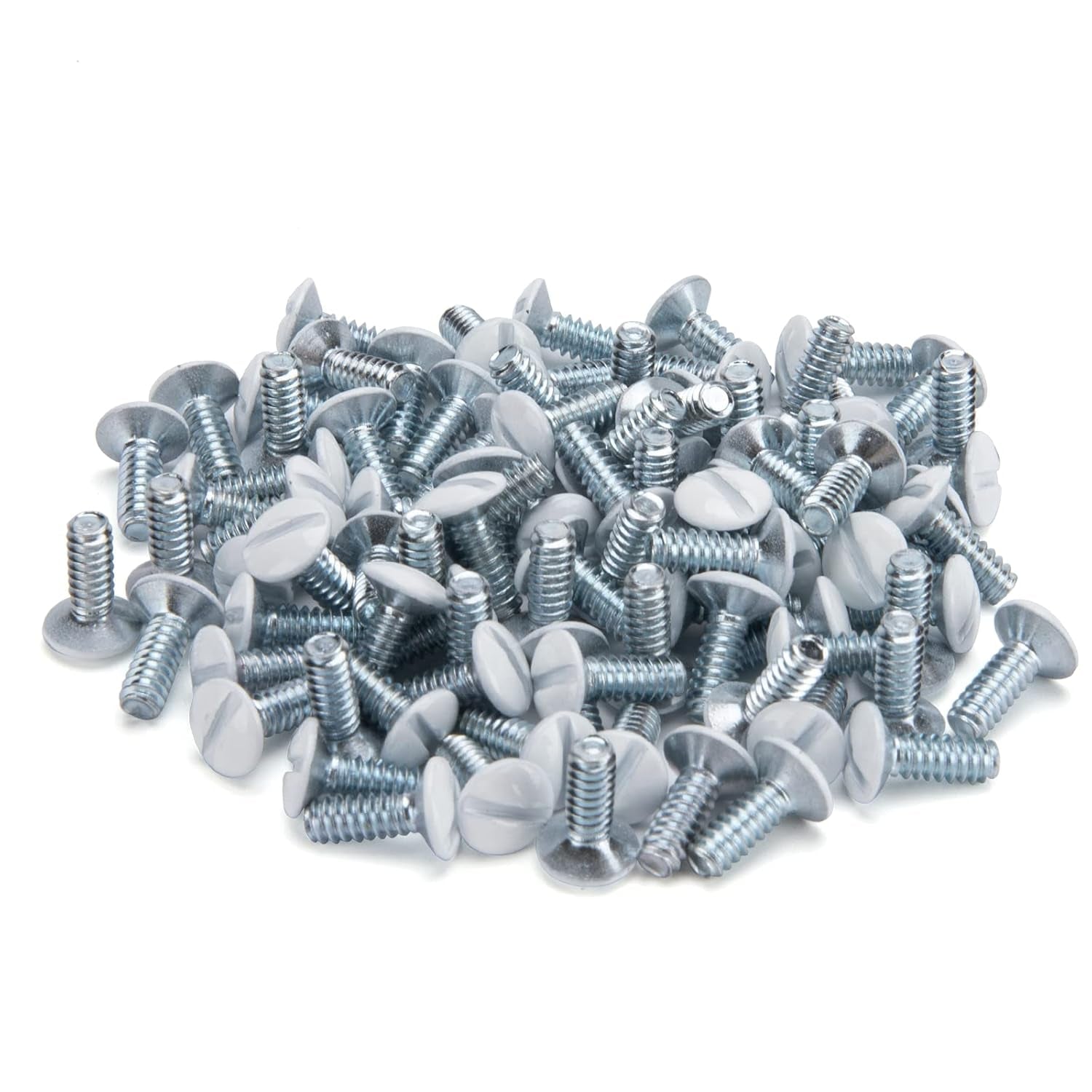 3/8" Long 6-32 Thread, Oval Head Milled Slot Replacement Wall Plate Screws, 90 Pack, White