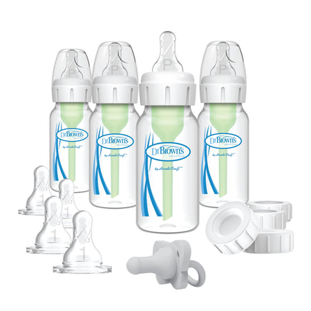 Natural Flow Anti-Colic Options+ Narrow Breast to Bottle Feeding Set, Clear, 4Oz, 4 Pack