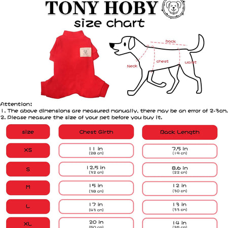 Dog Pajamas, 4 Legged Dog Pajamas, Dog Onesies with Thermal, Cotton Pet Clothes for Small Medium Dog (Red, L)