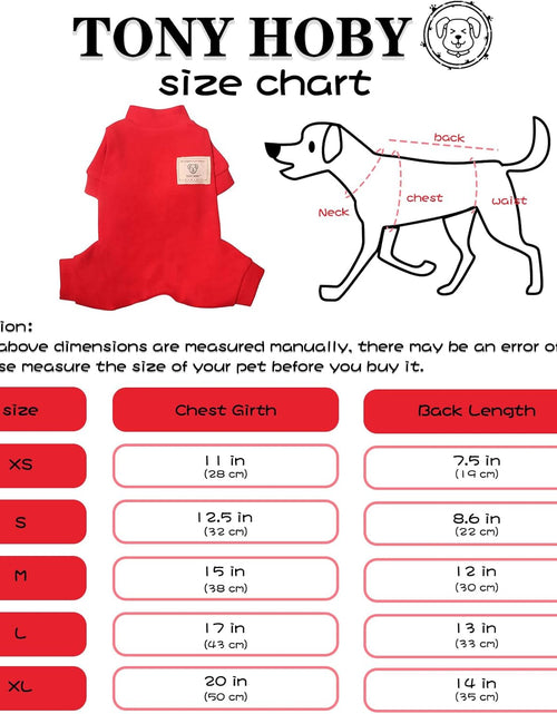 Load image into Gallery viewer, Dog Pajamas, 4 Legged Dog Pajamas, Dog Onesies with Thermal, Cotton Pet Clothes for Small Medium Dog (Red, L)