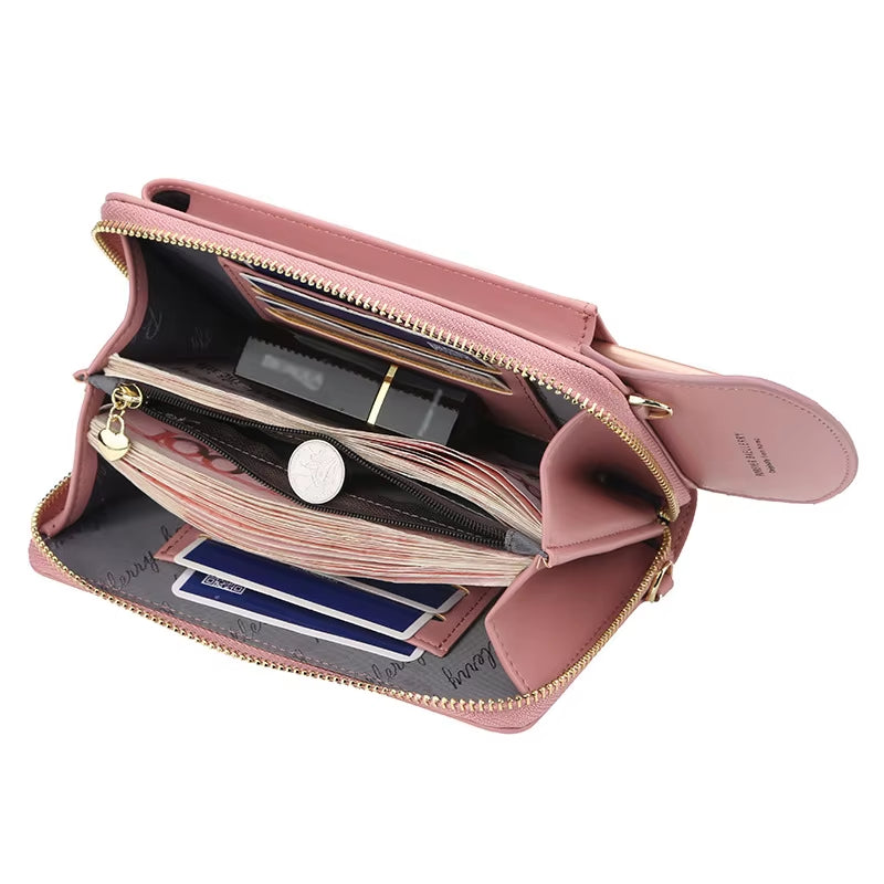 Elegance On-The-Go – Luxe PU Leather Crossbody Shoulder Bag with Phone & Card Organizer