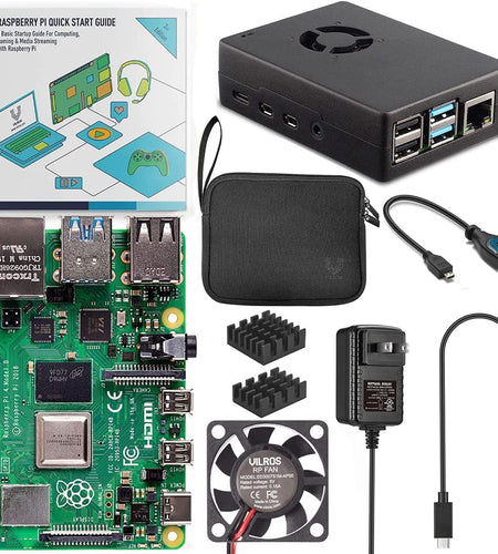 Raspberry Pi 4 4GB Basic Starter Kit with Fan-Cooled Heavy-Duty Aluminum Alloy Case