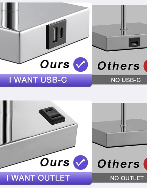 Load image into Gallery viewer, Touch Control USB Table Lamp, 3-Way Dimmable Bedside Lamp with Dual USB Ports and Outlets, Minimalist Small Lamps for Bedroom Nightstand Living Room Office Dorm Decor (LED Bulb Included )
