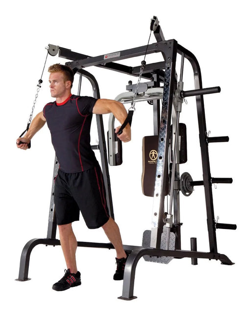 Load image into Gallery viewer, Diamond Elite Olympic Smith Cage Machine, Plate Loaded Home Gym Total Body Workout Machine (MD-9010G)
