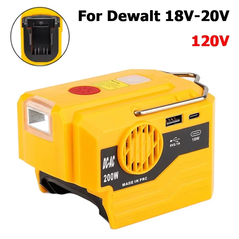 Powerpro Dewalt Battery Inverter – 18V-20V DC to 120V/220V AC with Dual USB, Ultimate Outdoor Power Adapter
