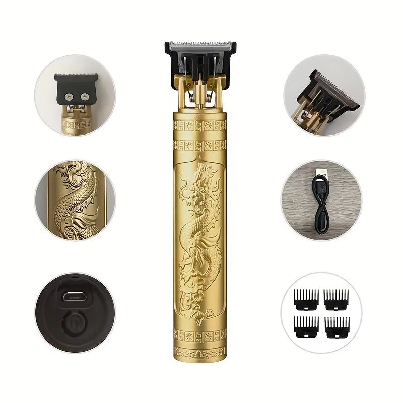 Rechargeable Trimmer with Engraved Dragon & Buddha Design