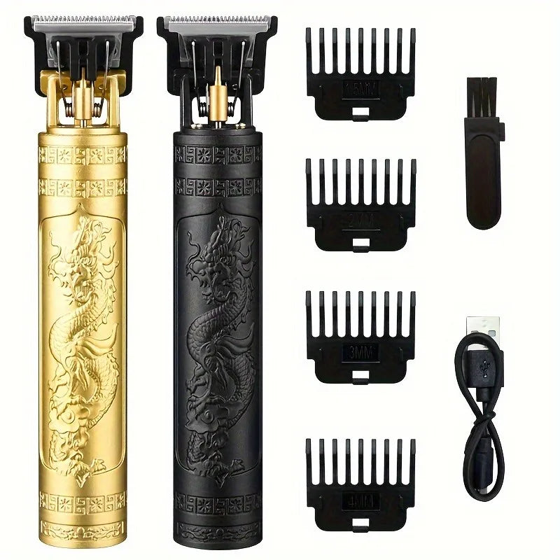 Rechargeable Trimmer with Engraved Dragon & Buddha Design
