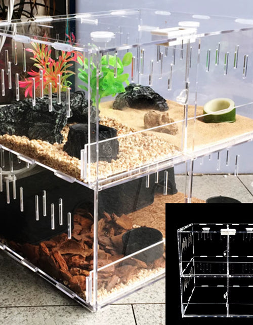 Load image into Gallery viewer, 4 Grids Acrylic Pet Lizard Crawling Box Reptile Tank Insect Spiders Lizard Breeding
