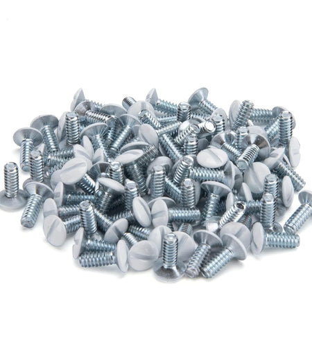 3/8" Long 6-32 Thread, Oval Head Milled Slot Replacement Wall Plate Screws, 90 Pack, White