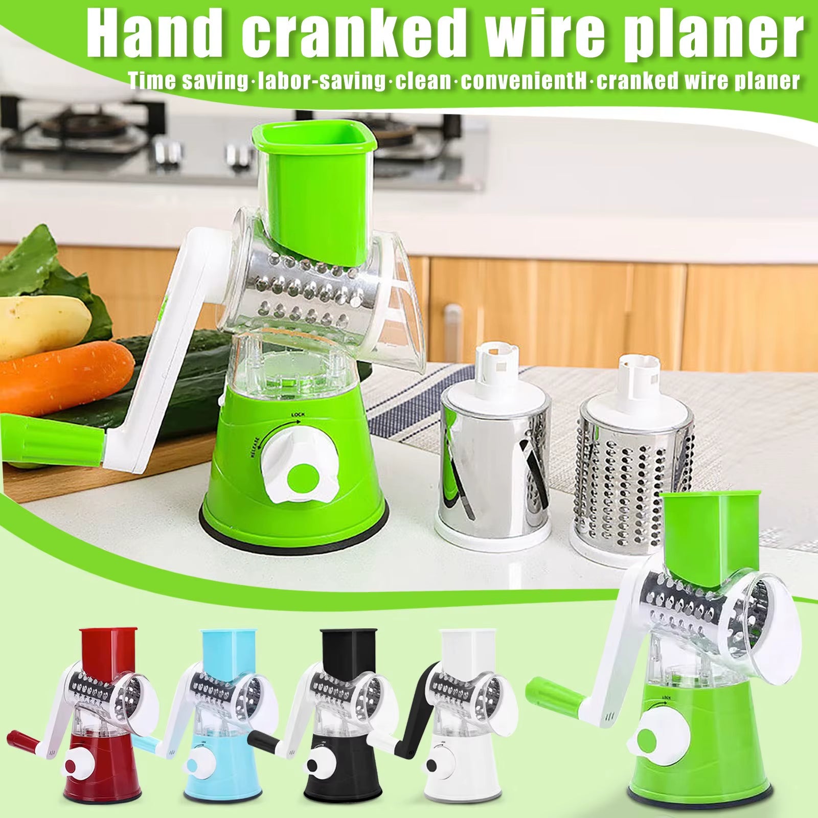 Slicemate Pro – Multi-Functional Hand-Cranked Vegetable Cutter & Grater for Effortless Kitchen Prep