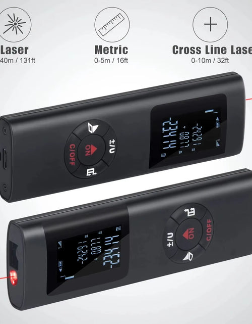 Load image into Gallery viewer, Smartmeasure 40M/60M Mini Laser Distance Meter – USB Rechargeable Handheld Rangefinder for Accurate Measurements
