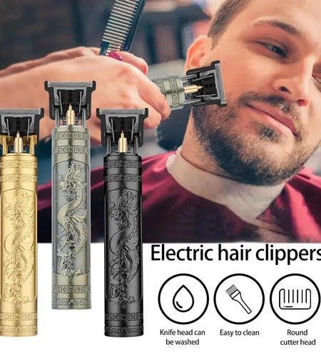 Rechargeable Trimmer with Engraved Dragon & Buddha Design